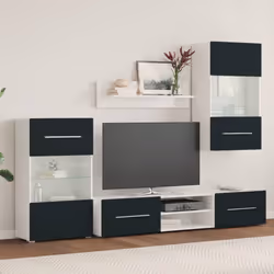 vidaXL Unità TV 5 pz con Illuminazione a LED Indaco Opaco Truciolato - Vista aggiuntiva 3