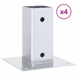vidaXL Basi per Pali Quadrate 4 pz Argento 71x71 mm in Acciaio Zincato - Vista aggiuntiva 2