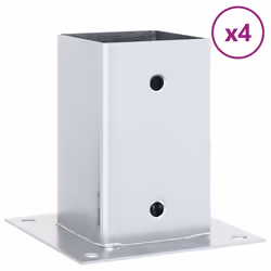 vidaXL Basi per Pali Quadrate 4 pz Argento 81x81 mm in Acciaio Zincato - Vista aggiuntiva 2
