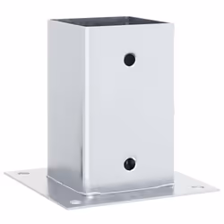 vidaXL Basi per Pali Quadrate 4 pz Argento 91x91 mm in Acciaio Zincato - Vista aggiuntiva 3