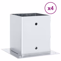 vidaXL Basi per Pali Quadrate 4 pz Argento 101x101 mm Acciaio Zincato - Vista aggiuntiva 2