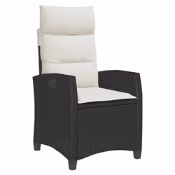 vidaXL Sedia Reclinabile da Giardino con Tavolino Nera Polyrattan - Vista aggiuntiva 2