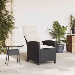 vidaXL Sedia Reclinabile da Giardino con Tavolino Nera Polyrattan - Vista aggiuntiva 3