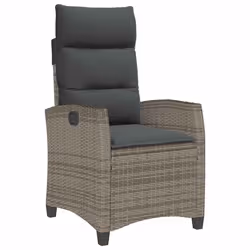 vidaXL Sedia Reclinabile da Giardino con Tavolino Grigio Polyrattan - Vista aggiuntiva 2