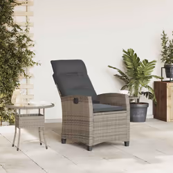 vidaXL Sedia Reclinabile da Giardino con Tavolino Grigio Polyrattan - Vista aggiuntiva 3