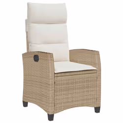 vidaXL Sedia Reclinabile da Giardino con Tavolino Beige Polyrattan - Vista aggiuntiva 2
