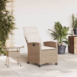 vidaXL Sedia Reclinabile da Giardino con Tavolino Beige Polyrattan - Vista aggiuntiva 3