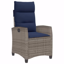 vidaXL Sedia Reclinabile da Giardino con Tavolino Grigio Polyrattan - Vista aggiuntiva 2