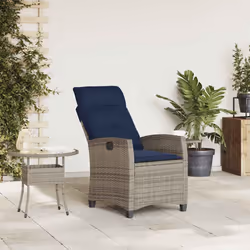 vidaXL Sedia Reclinabile da Giardino con Tavolino Grigio Polyrattan - Vista aggiuntiva 3