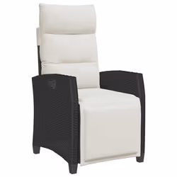 vidaXL Sedia Reclinabile da Giardino con Tavolino Nera Polyrattan - Vista aggiuntiva 2
