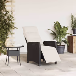 vidaXL Sedia Reclinabile da Giardino con Tavolino Nera Polyrattan - Vista aggiuntiva 3