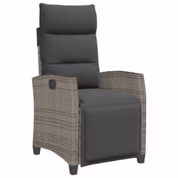 vidaXL Sedia Reclinabile da Giardino con Tavolino Grigio Polyrattan - Vista aggiuntiva 2