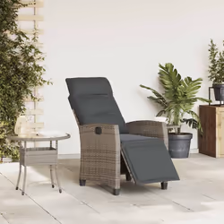 vidaXL Sedia Reclinabile da Giardino con Tavolino Grigio Polyrattan - Vista aggiuntiva 3