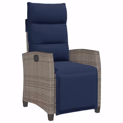 vidaXL Sedia Reclinabile da Giardino con Tavolino Grigio Polyrattan - Vista aggiuntiva 2