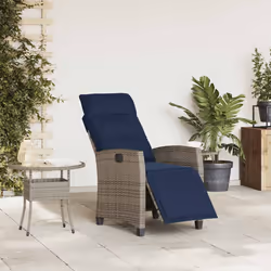 vidaXL Sedia Reclinabile da Giardino con Tavolino Grigio Polyrattan - Vista aggiuntiva 3