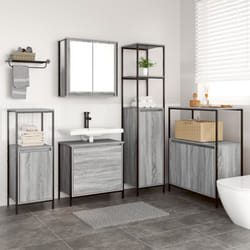 Set di mobili da bagno 5 pezzi vitaXL grigio sonoma in legno ingegnerizzato