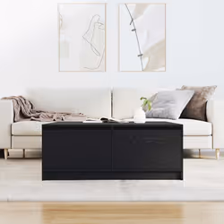 vidaXL Tavolino da Salotto con Cassetti Rovere Nero 100x100x40 cm - Vista aggiuntiva 3