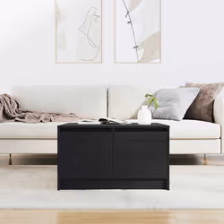 vidaXL Tavolino da Salotto con Cassetti Rovere Nero 70,5x70x40 cm - Vista aggiuntiva 3