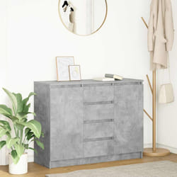 Credenza con Cassetti Grigio Cemento 100,5x35x76 cm Truciolato Vidaxl 354619