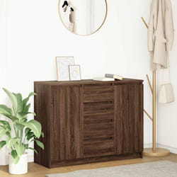 Credenza con Cassetti Rovere Marrone 100,5x35x76 cm Truciolato Vidaxl 903668