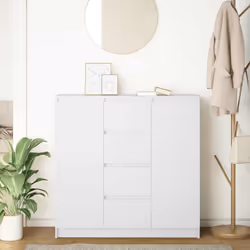 vidaXL Credenza con Cassetti Bianco 100,5x35x98,5 cm Legno Multistrato - Vista aggiuntiva 3