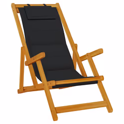vidaXL Sedia da Spiaggia Pieghevole Braccioli Legno Acacia&Textilene - Vista aggiuntiva 2