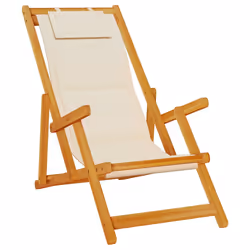 vidaXL Sedia da Spiaggia Pieghevole Braccioli Legno Acacia&Textilene - Vista aggiuntiva 2