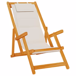 vidaXL Sedia da Spiaggia Pieghevole Braccioli Legno Acacia&Textilene - Vista aggiuntiva 2