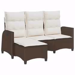 vidaXL Divano Reclinabile Giardino con Cuscini a L Marrone Polyrattan - Vista aggiuntiva 2