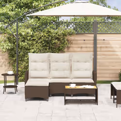 vidaXL Divano Reclinabile Giardino con Cuscini a L Marrone Polyrattan - Vista aggiuntiva 3