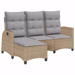 vidaXL Divano da Giardino Reclinabile con Cuscini a L Beige Polyrattan - Vista aggiuntiva 2