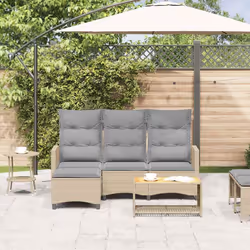 vidaXL Divano da Giardino Reclinabile con Cuscini a L Beige Polyrattan - Vista aggiuntiva 3