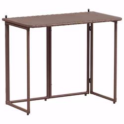 vidaXL Tavolo Pieghevole da Giardino Marrone 90x51x75 cm Polyrattan - Vista aggiuntiva 2