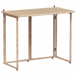vidaXL Tavolino da Giardino Pieghevole Beige 90x51x75 cm in Polyrattan - Vista aggiuntiva 2