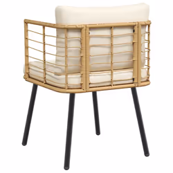 VidaXL 4108260 sedia da esterno Terrazzo Seduta imbottita Acciaio galvanizzato, Rattan sintetico, Acciaio Crema, Bianco - Vista aggiuntiva 6