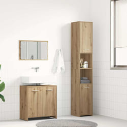 Set Mobili da Bagno 3 pz Rovere Artigianale Legno Multistrato Vidaxl 384696