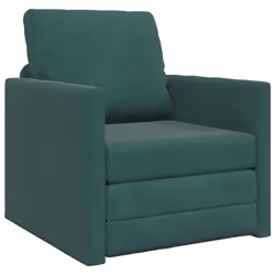 vidaXL Divano Letto con cuscino Verde scuro 74 x 77 x 81 cm Velluto - Vista aggiuntiva 2