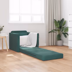 vidaXL Divano Letto con cuscino Verde scuro 74 x 77 x 81 cm Velluto - Vista aggiuntiva 3