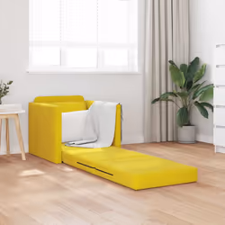 vidaXL Divano Letto con cuscino Giallo scuro 74 x 77 x 81 cm Velluto - Vista aggiuntiva 3