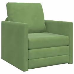 vidaXL Divano Letto con cuscino Verde chiaro 74 x 77 x 81 cm Velluto - Vista aggiuntiva 2