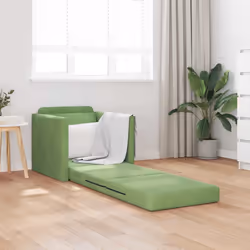 vidaXL Divano Letto con cuscino Verde chiaro 74 x 77 x 81 cm Velluto - Vista aggiuntiva 3