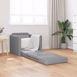 vidaXL Divano Letto con cuscino Grigio chiaro 74 x 77 x 81 cm Tessuto - Vista aggiuntiva 3