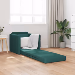 vidaXL Divano Letto con cuscino Verde scuro 74 x 77 x 81 cm Tessuto - Vista aggiuntiva 3