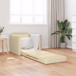 vidaXL Divano Letto con cuscino Crema 74 x 77 x 81 cm Tessuto - Vista aggiuntiva 3