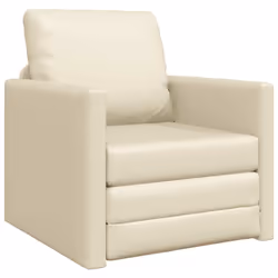 vidaXL Divano Letto a Terra Crema 74 x 77 x 81 cm Pelle sintetica - Vista aggiuntiva 2