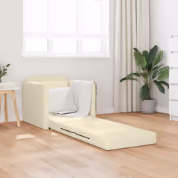vidaXL Divano Letto a Terra Crema 74 x 77 x 81 cm Pelle sintetica - Vista aggiuntiva 3