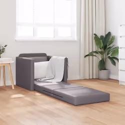 vidaXL Divano Letto a Terra Grigio 74 x 77 x 81 cm Pelle sintetica - Vista aggiuntiva 3