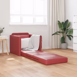 vidaXL Divano Letto a Terra Rosso vino 74 x 77 x 81 cm Pelle sintetica - Vista aggiuntiva 3
