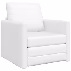vidaXL Divano Letto a Terra Bianco 74 x 77 x 81 cm Pelle sintetica - Vista aggiuntiva 2