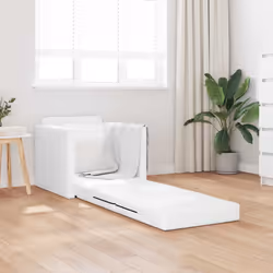 vidaXL Divano Letto a Terra Bianco 74 x 77 x 81 cm Pelle sintetica - Vista aggiuntiva 3